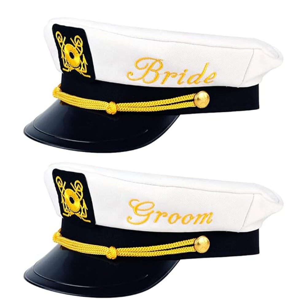 1697 Bride & Groom Captain's Hats - Nautical Bachelor Bachelorette Party